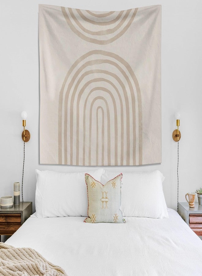 Knibeo Beige Rainbow Boho Tapestry - Neutral Wall Decor, 50x60 Inch Minimalist Boho Tapestry for Bedroom or Dorm - Image 2